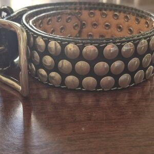 Vintage 80s Black Leather Studded Belt